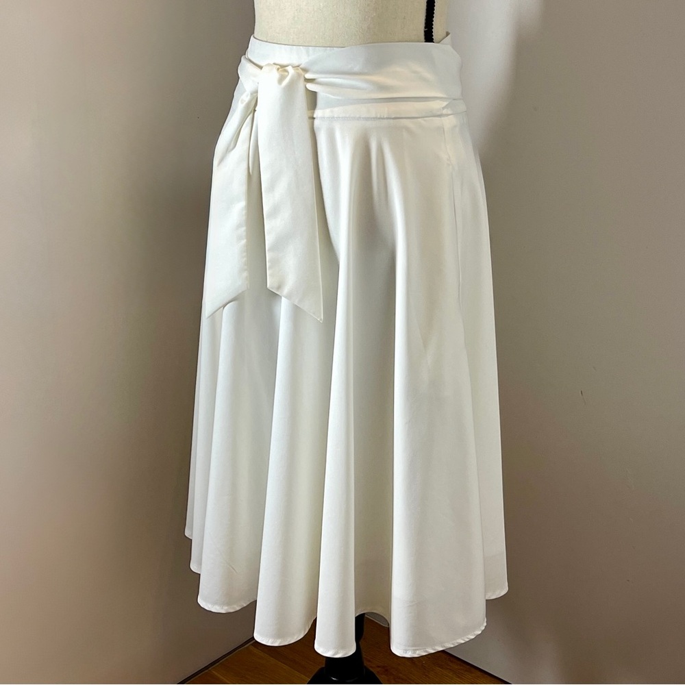 Belle Poque Ivory Midi Skirt with Waist Tie